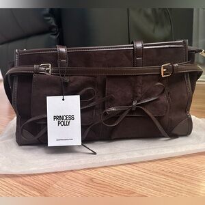 Princess Polly Beaming Bow Detail Shoulder Bag Brown